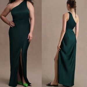 BHLDN Stretch Satin Maxi Dress – Emerald Green – Size 6 – NWT